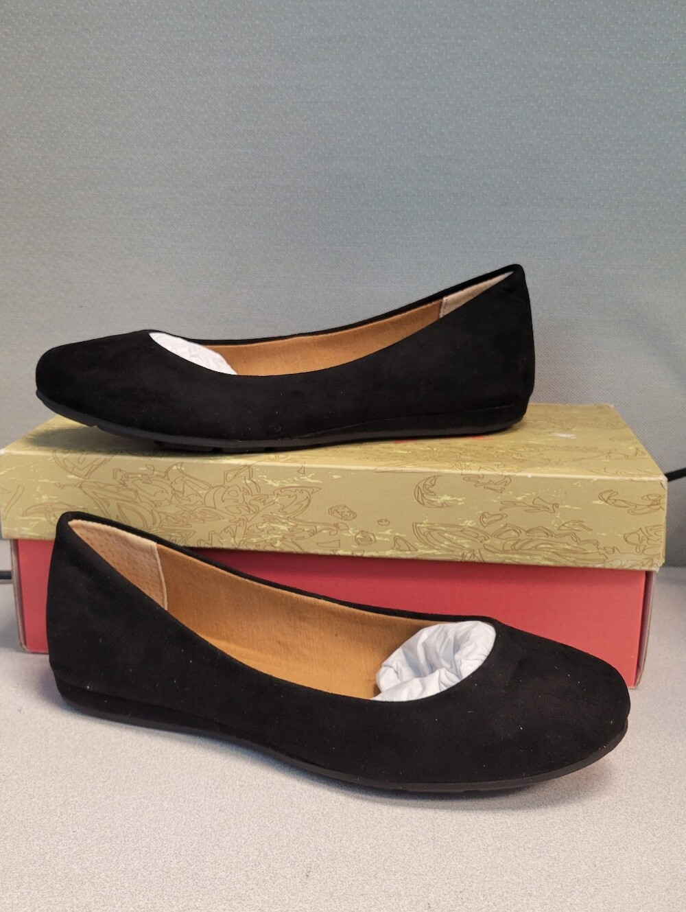 NIB American Rag Black ELLIE Brushed  Faux  Suede Ballet Flats 7 W